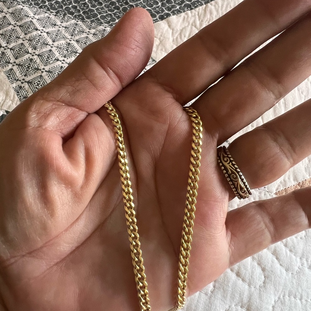 14k Real Solid Gold 3.5 mm Miami Chain Link Necklace